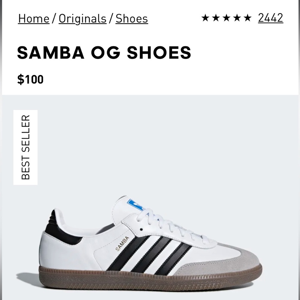 NEW Adidas Samba OG Cloud White Core Black U.S. Women’s Size 5.5